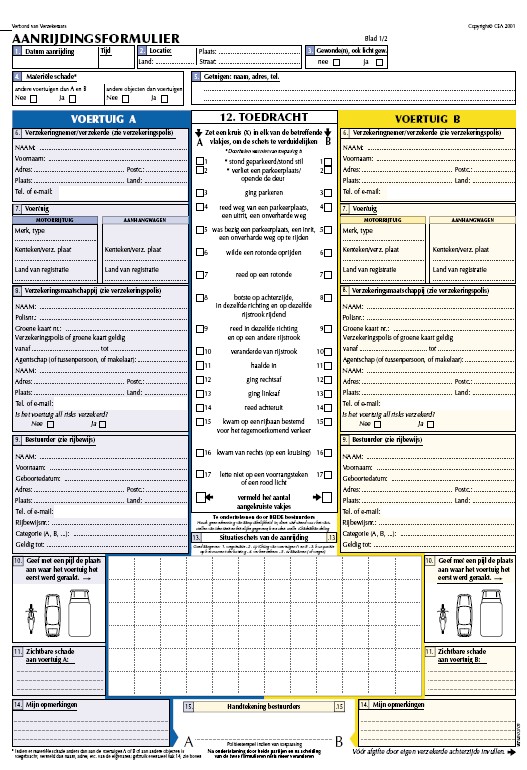 Aanrijdingsformulier